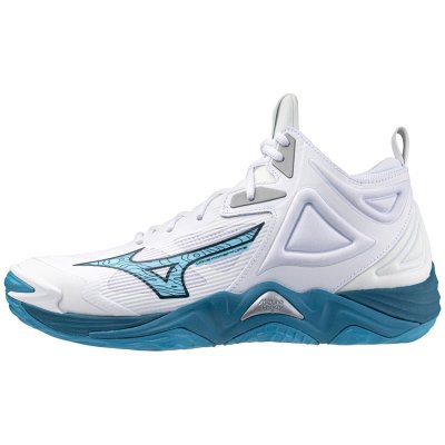 Zapatillas Para Voleibol Mizuno WAVE Momentum 3 Mid Hombre - Blancos / Azules / Plateados - Chile M